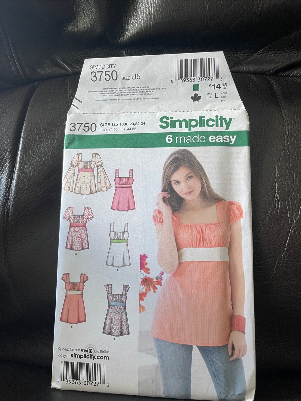 Simplicity Peach Short-Sleeve Tunic Dress Pattern